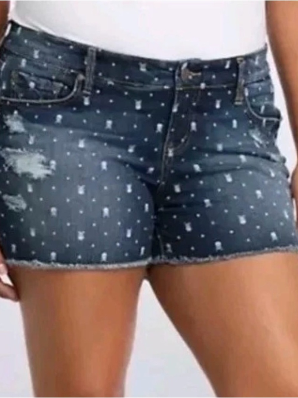 EUC Torrid Distressed Style Blue Denim Jean w/white Skulls Shorts Size 20 2X